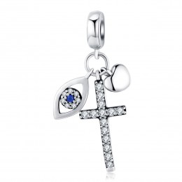 Talisman argint Cross Heart Eye